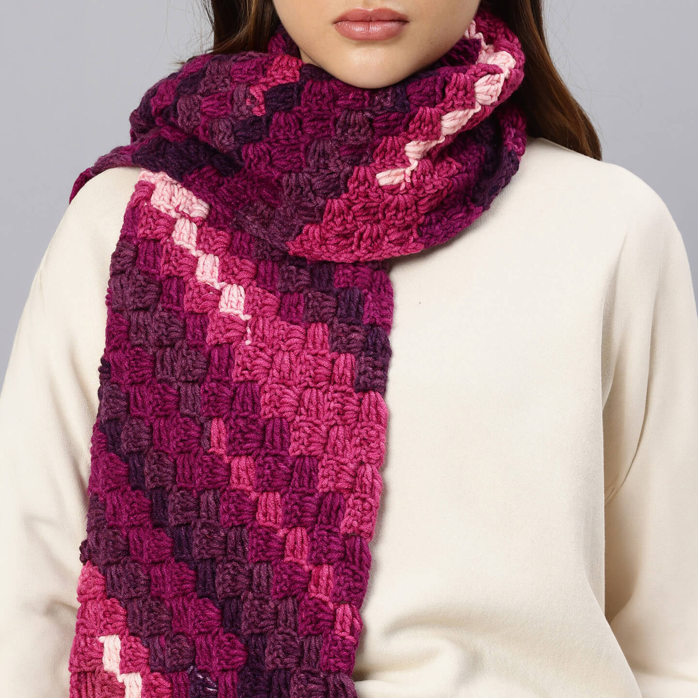 Corner to Corner Multi-Shaded Crochet Scarf - 10613
