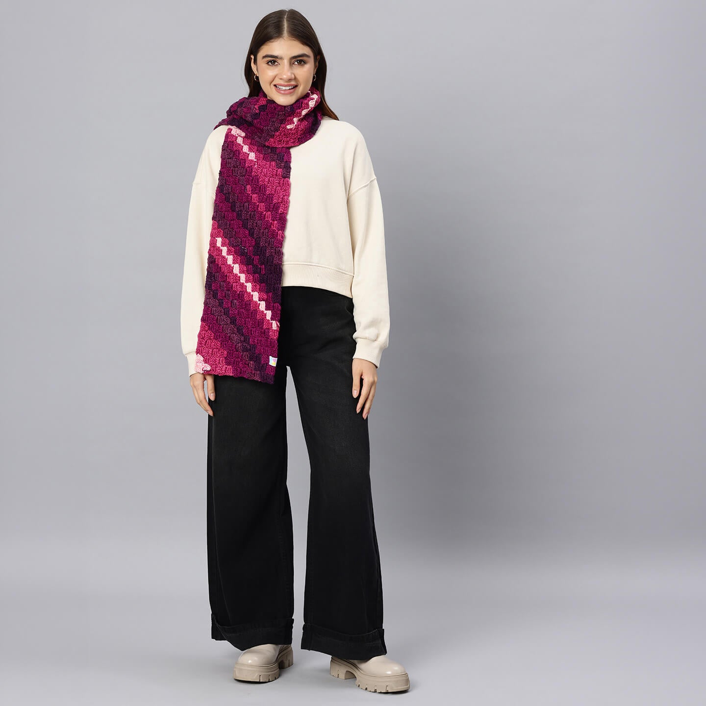 Corner to Corner Multi-Shaded Crochet Scarf - 10613