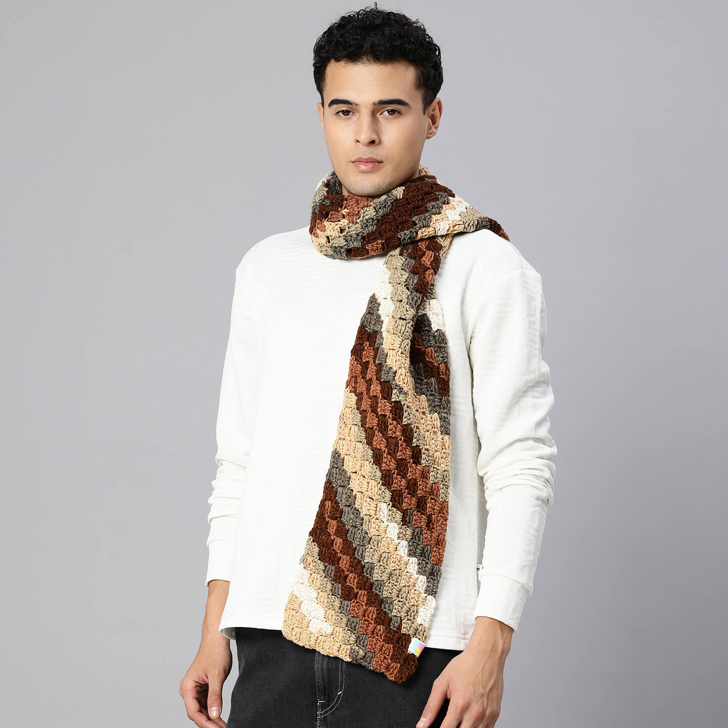 Corner to Corner Multi-Shaded Crochet Scarf - 10615
