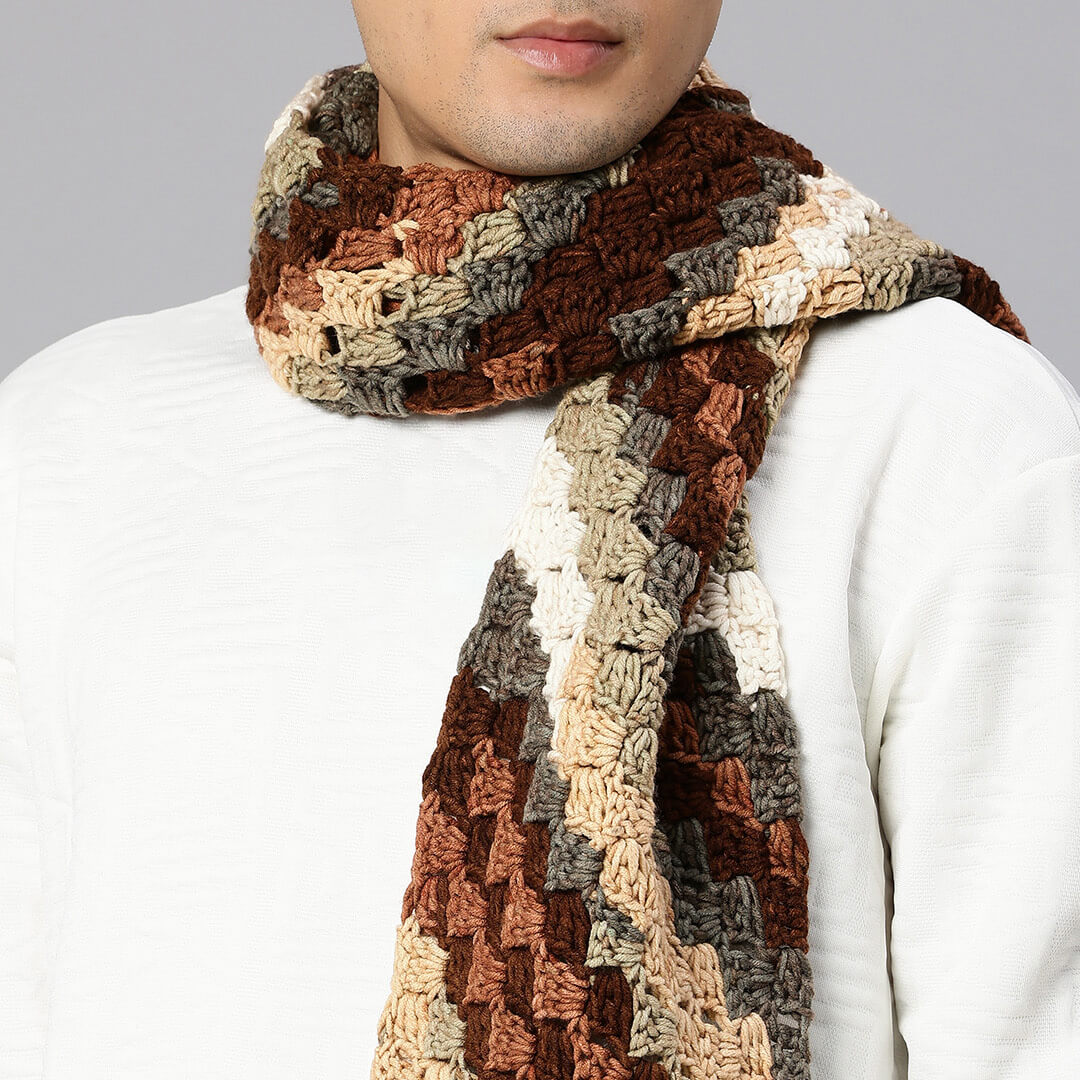 Corner to Corner Multi-Shaded Crochet Scarf - 10615