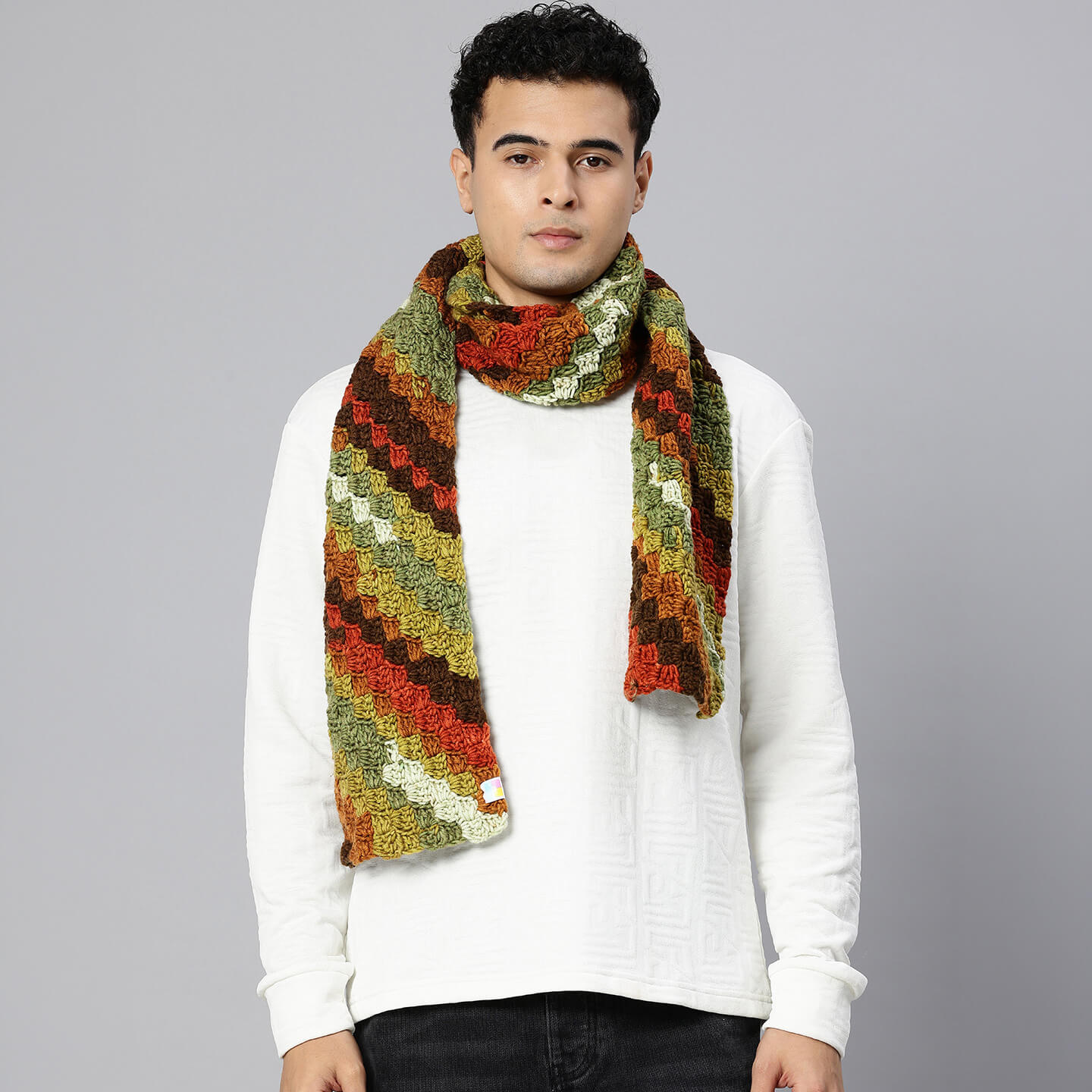 Corner to Corner Multi-Shaded Crochet Scarf - 10616