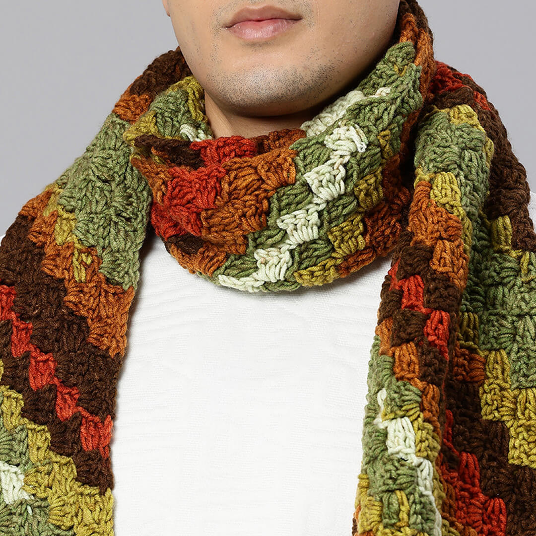 Corner to Corner Multi-Shaded Crochet Scarf - 10616
