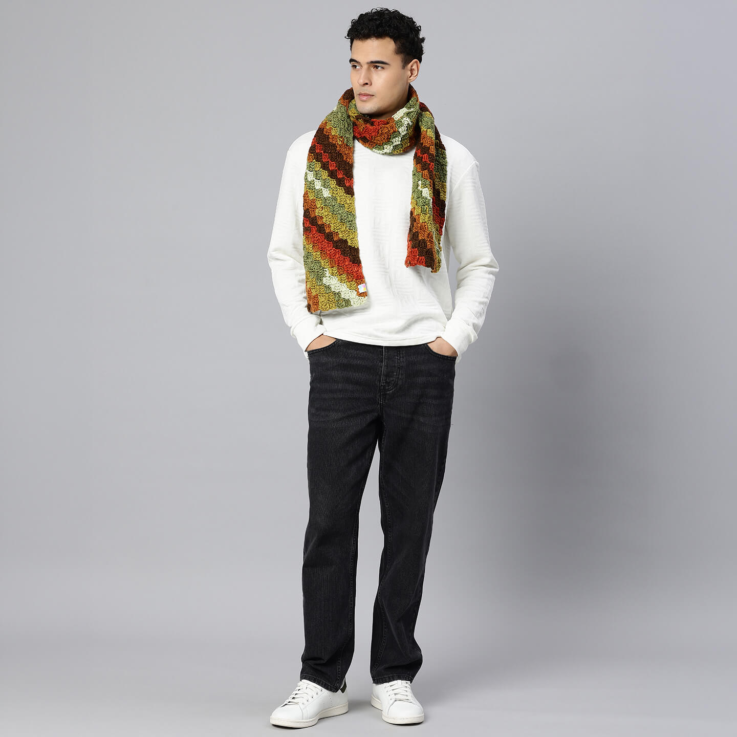 Corner to Corner Multi-Shaded Crochet Scarf - 10616