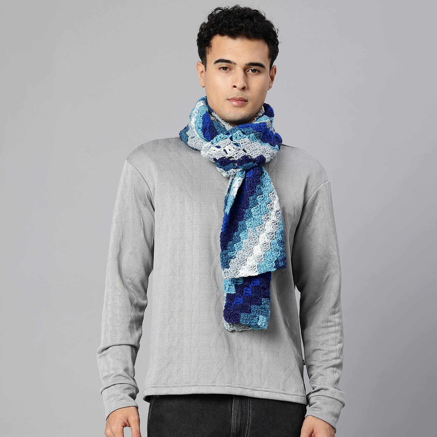 Corner to Corner Multi-Shaded Crochet Scarf - 10617