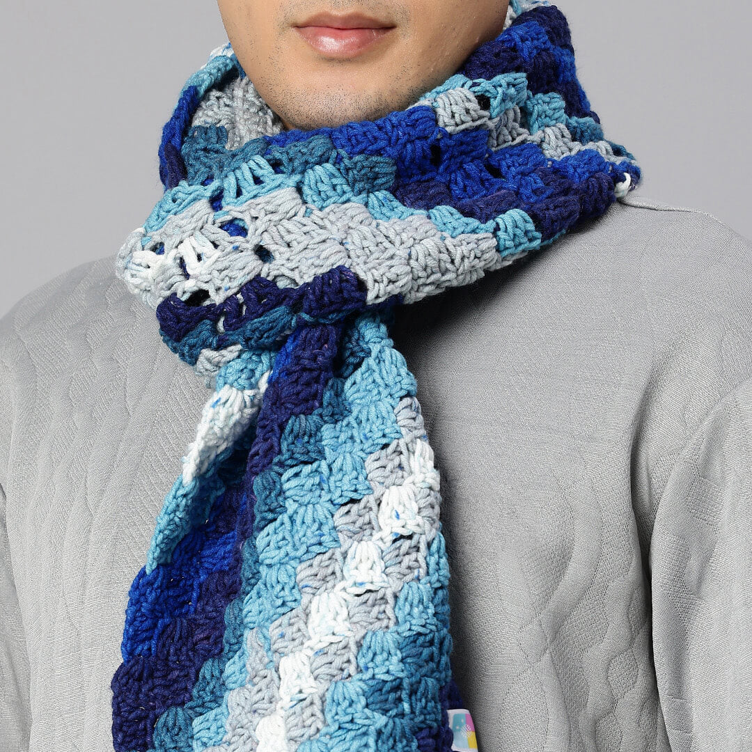 Corner to Corner Multi-Shaded Crochet Scarf - 10617