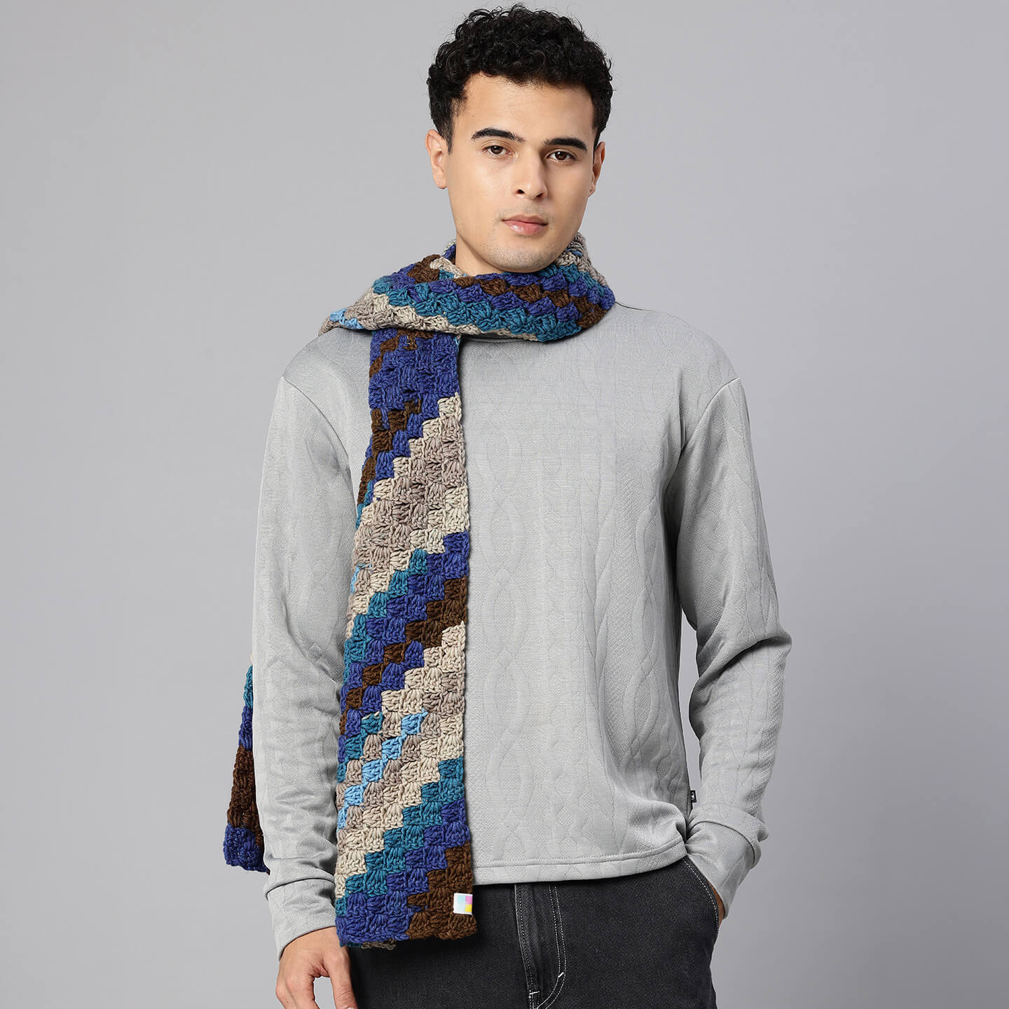 Corner to Corner Multi-Shaded Crochet Scarf - 10618