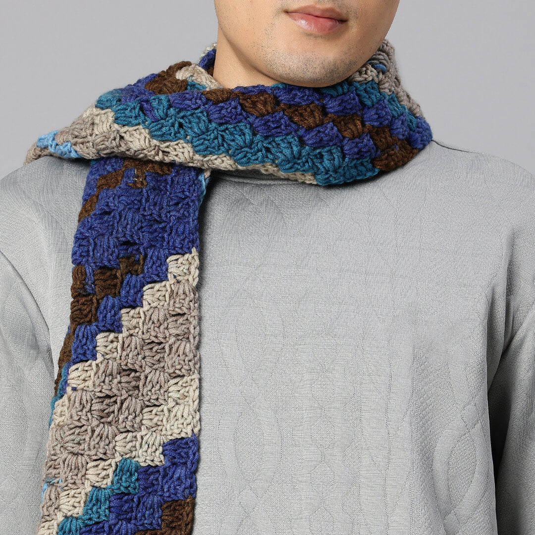 Corner to Corner Multi-Shaded Crochet Scarf - 10618