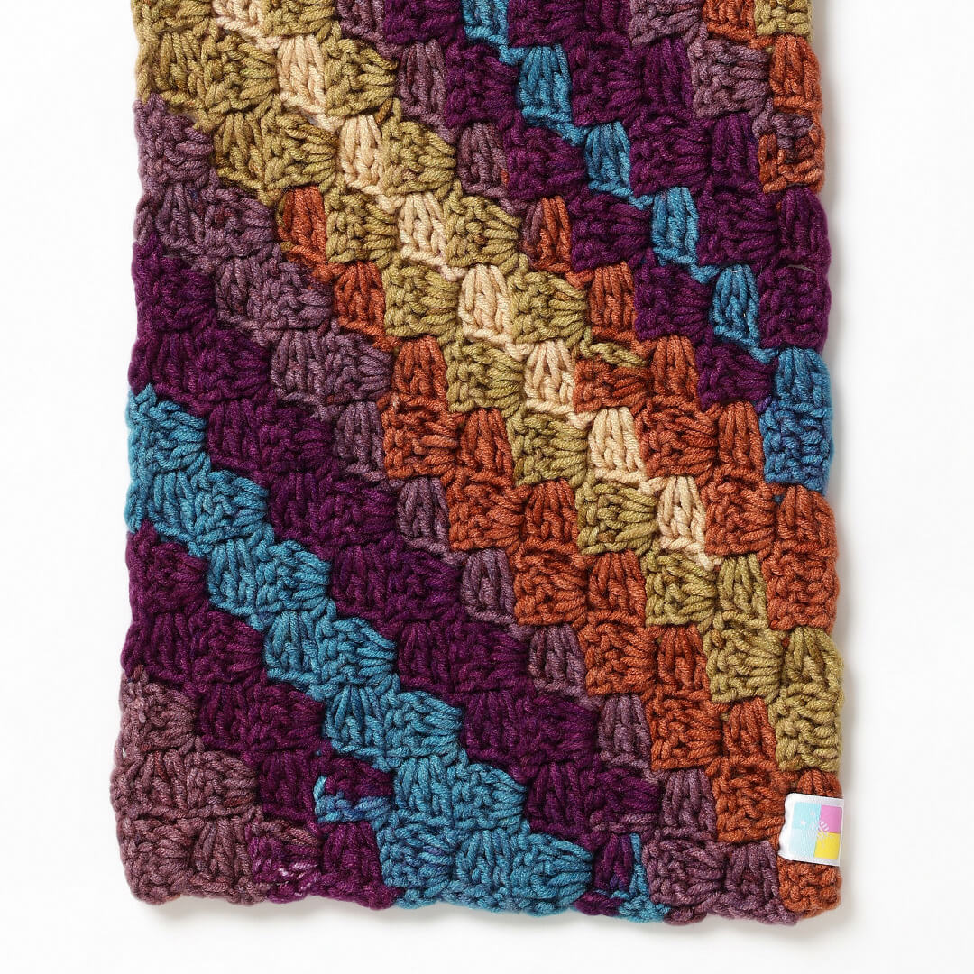Corner to Corner Multi-Shaded Crochet Scarf - 10619