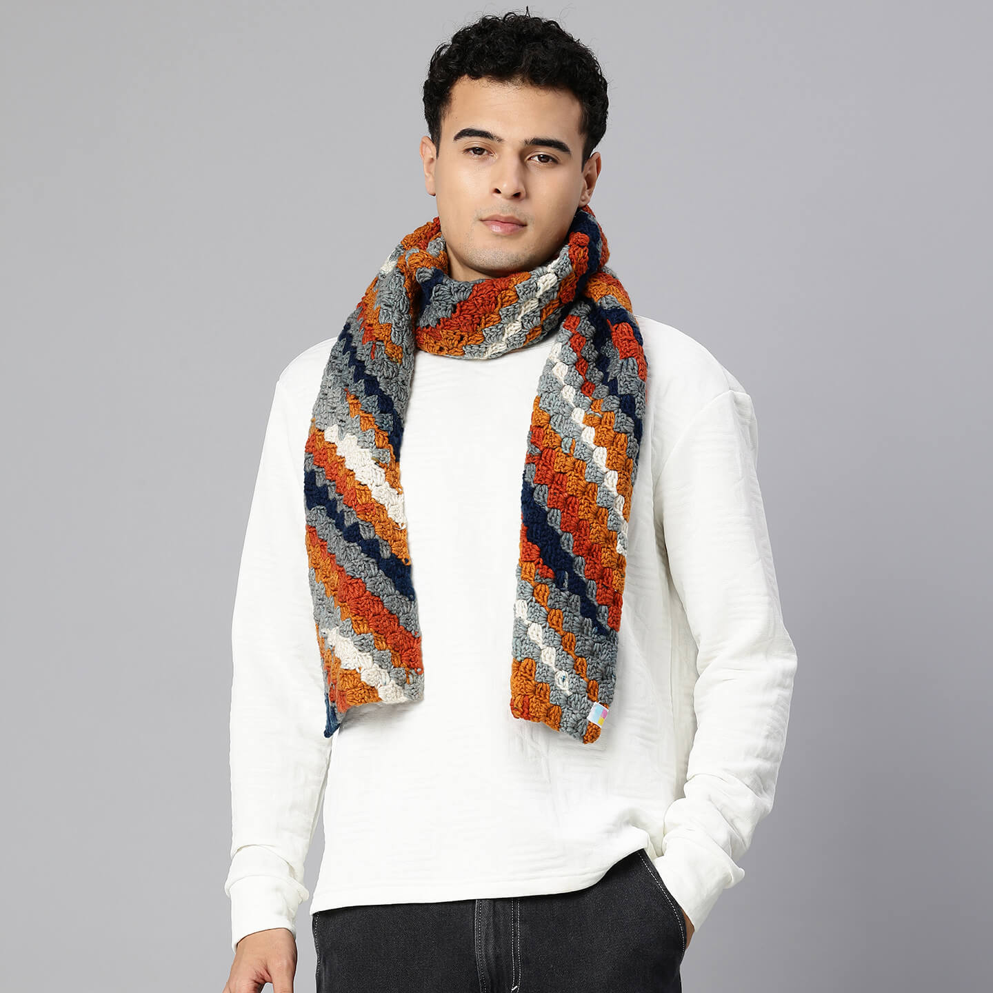 Corner to Corner Multi-Shaded Crochet Scarf - 10620
