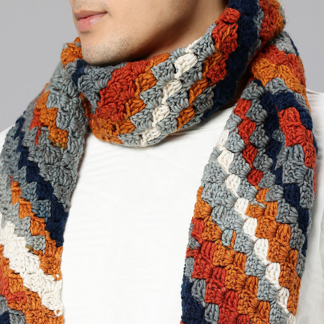 Corner to Corner Multi-Shaded Crochet Scarf - 10620