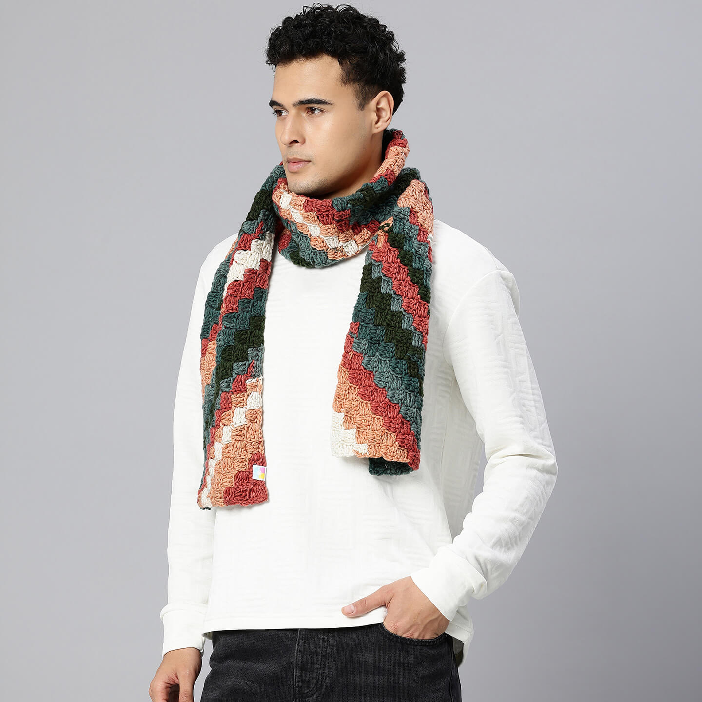 Corner to Corner Multi-Shaded Crochet Scarf - 10621