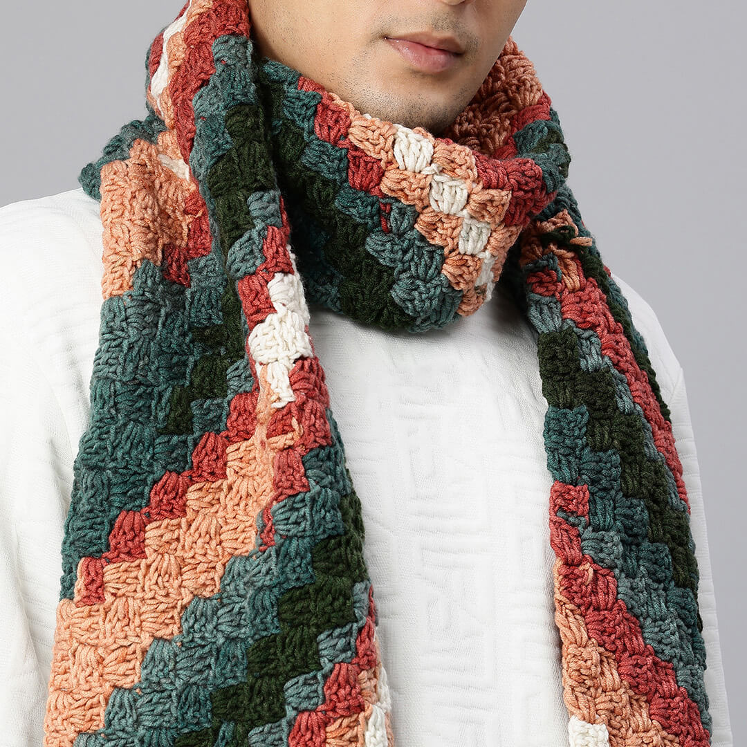 Corner to Corner Multi-Shaded Crochet Scarf - 10621