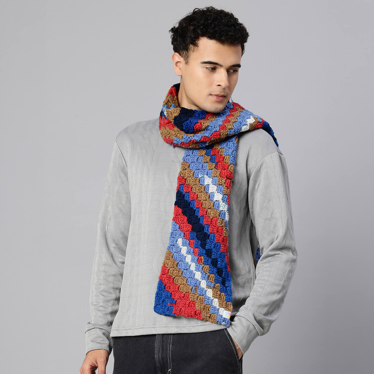 Corner to Corner Multi-Shaded Crochet Scarf - 10622