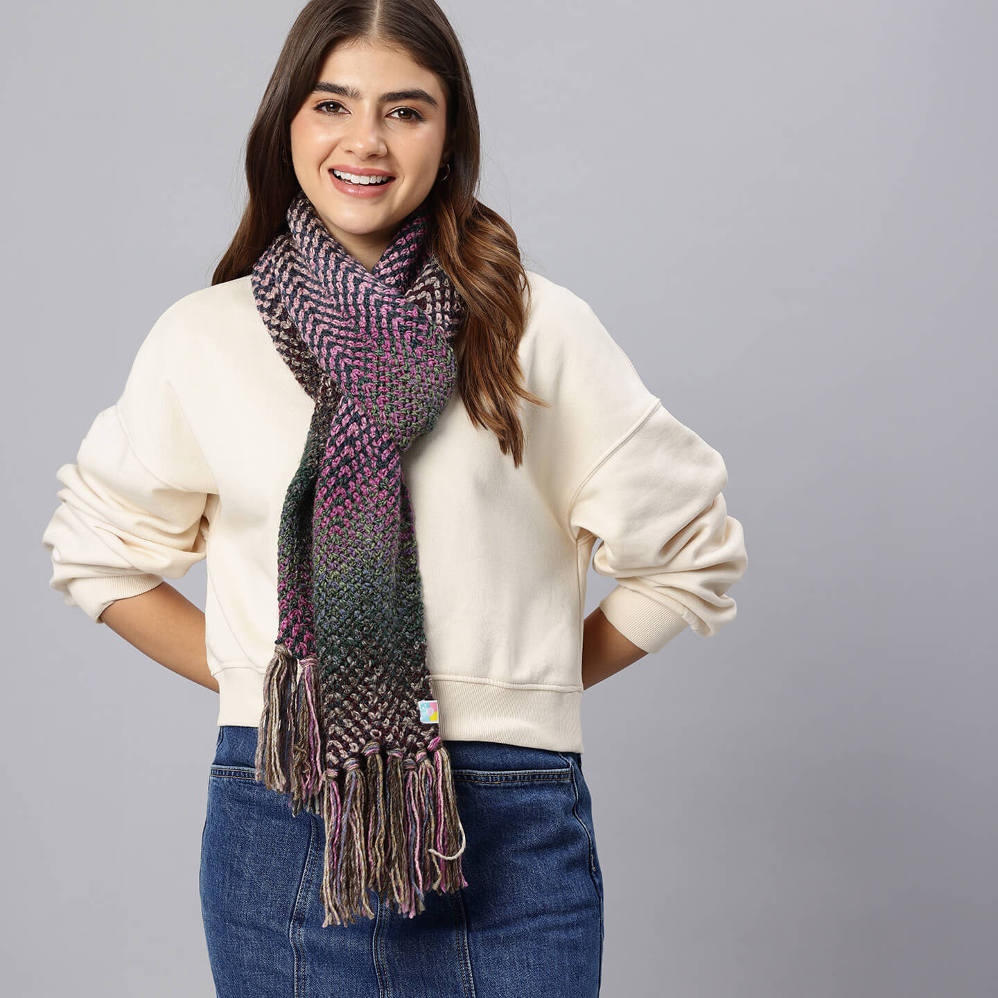 Handmade Crochet Zig Zag Scarf - 10625