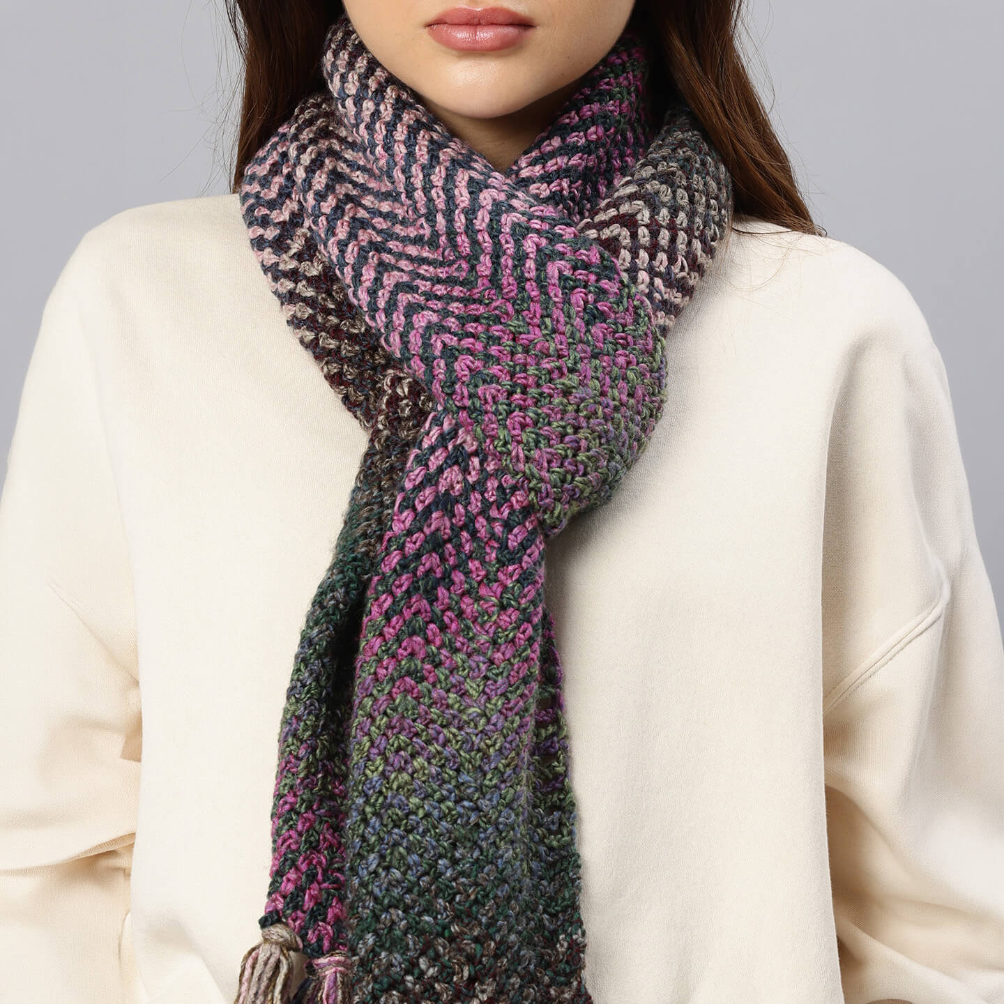 Handmade Crochet Zig Zag Scarf - 10625