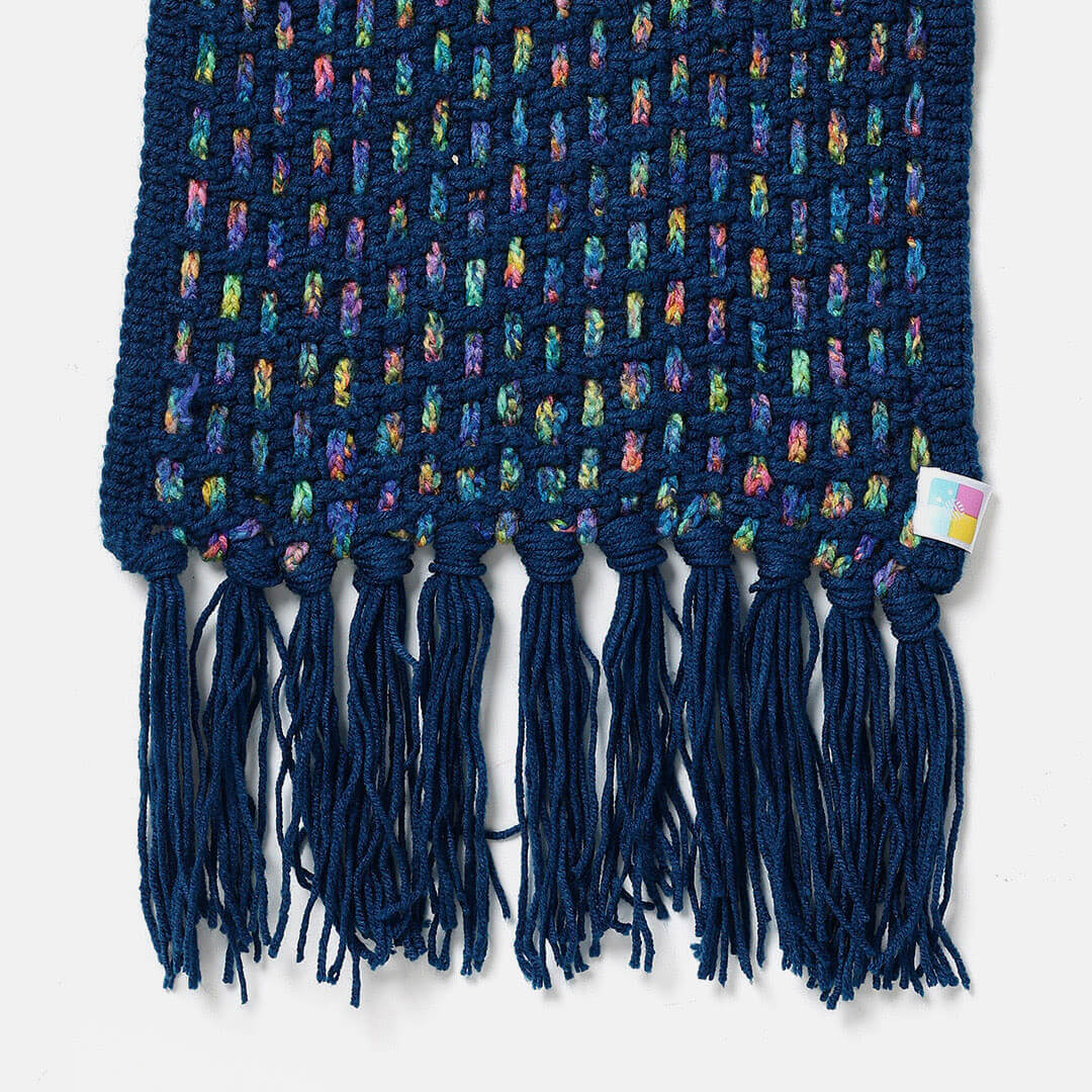 Handmade Crochet Net And Lace Scarf With Tassels - 10628
