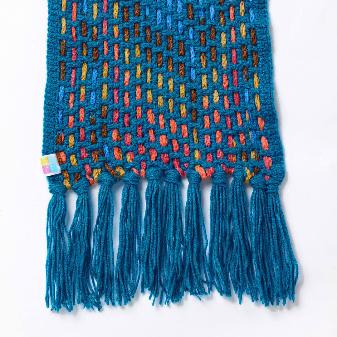 Handmade Crochet Net And Lace Scarf With Tassels - 10632