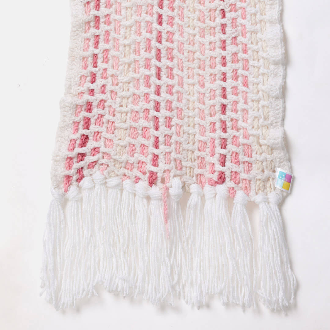 Handmade Crochet Net And Lace Scarf With Tassels - 10634