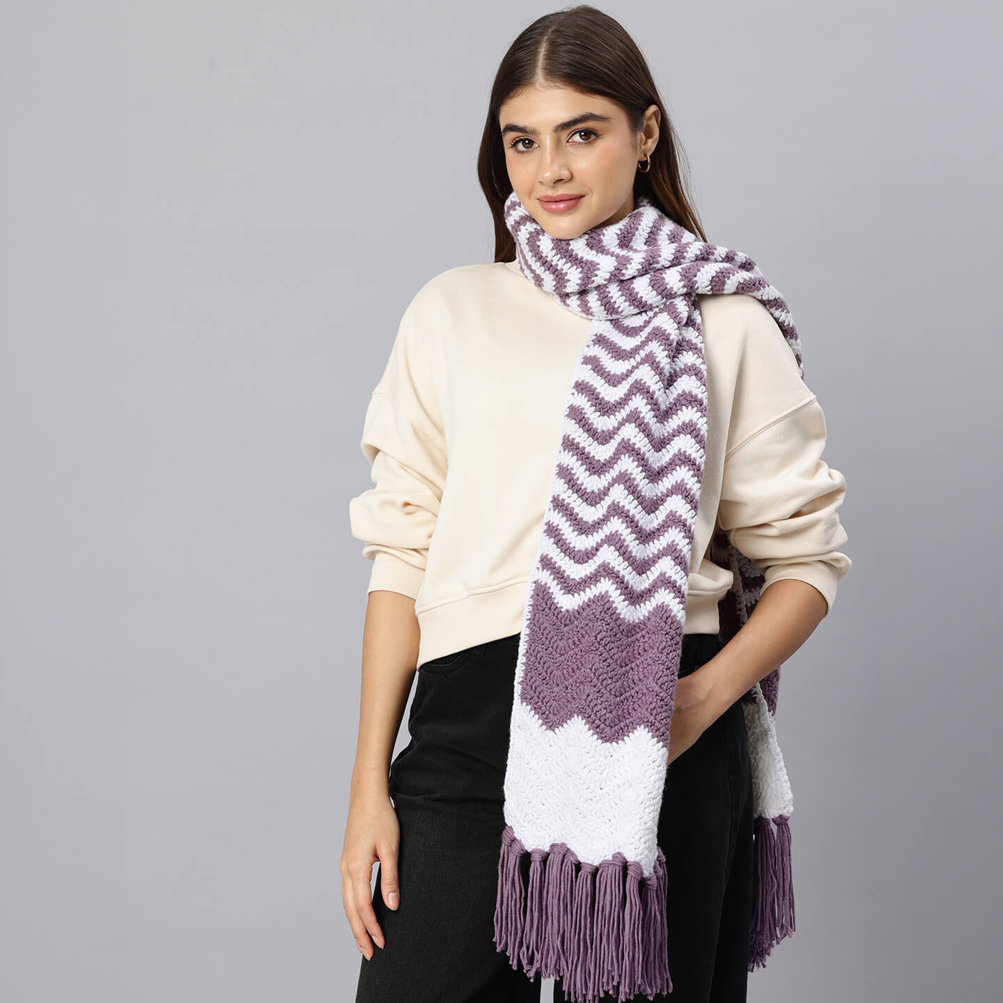 Handmade Crochet Zig Zag Scarf - 10638