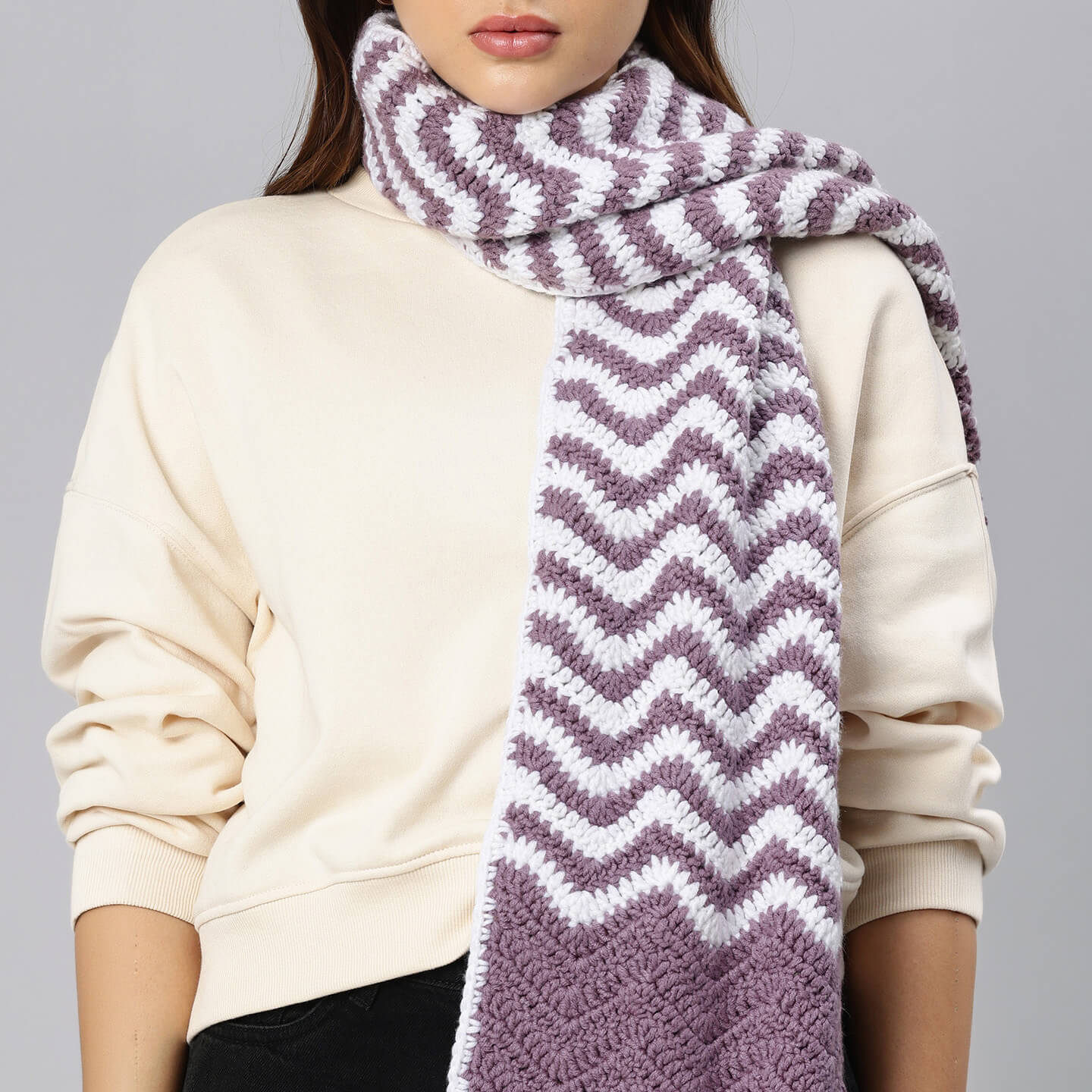 Handmade Crochet Zig Zag Scarf - 10638