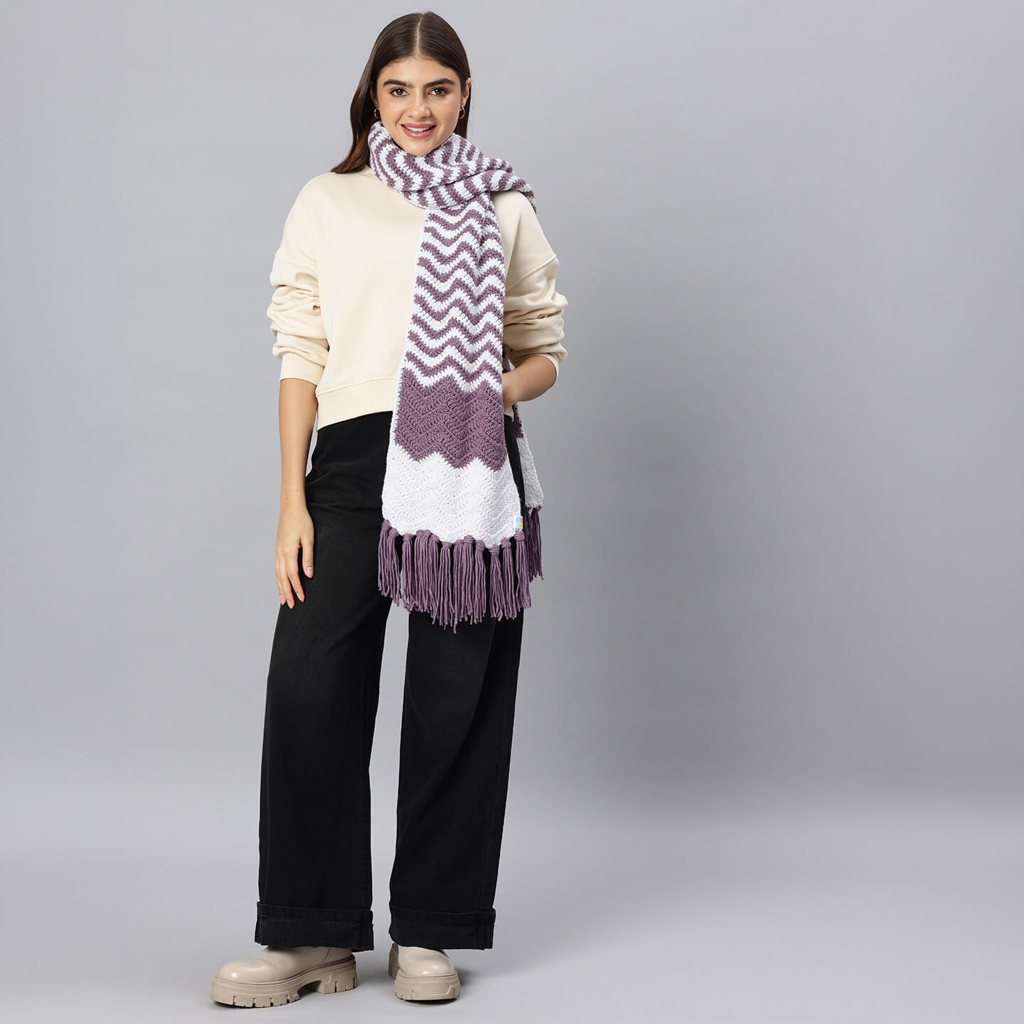 Handmade Crochet Zig Zag Scarf - 10638