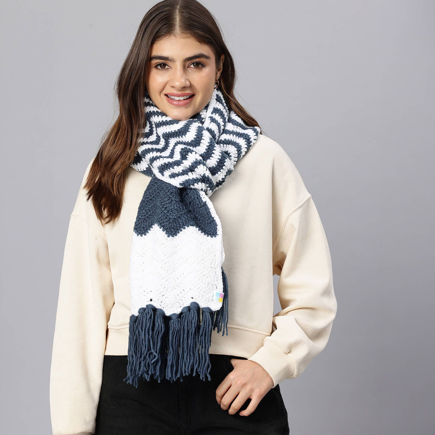 Handmade Crochet Zig Zag Scarf - 10639