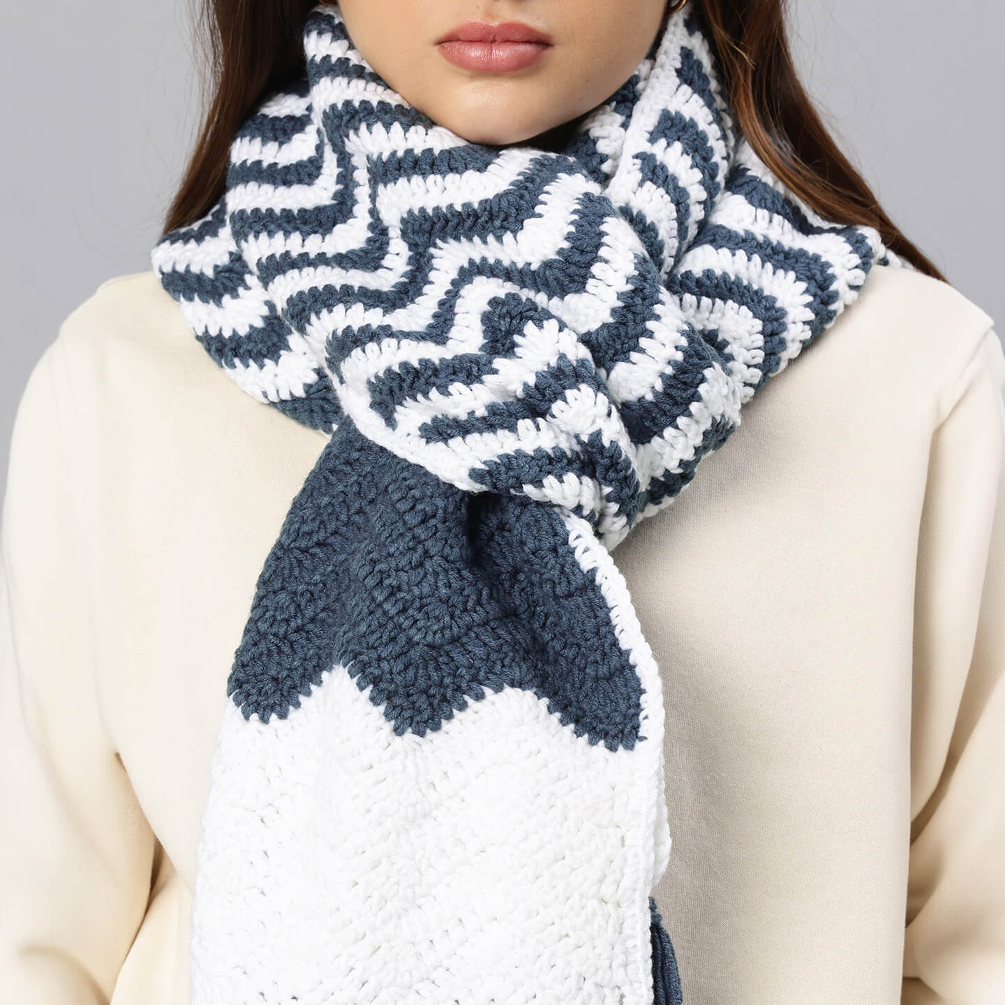 Handmade Crochet Zig Zag Scarf - 10639