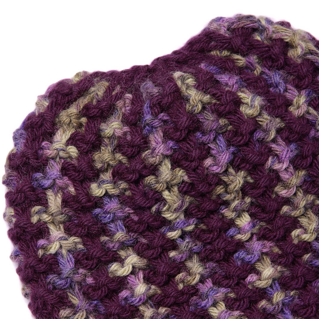Hand Knitted Woolen Self-Design Beanie - Violet 10644