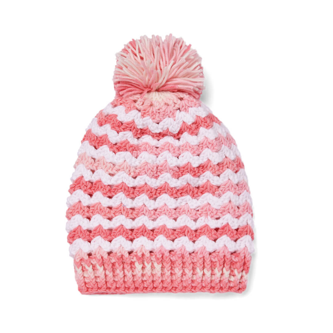 Handmade Crochet Beanie With Pompom - Multi Color 10647