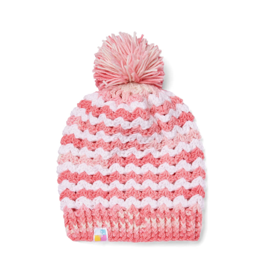 Handmade Crochet Beanie With Pompom - Multi Color 10647