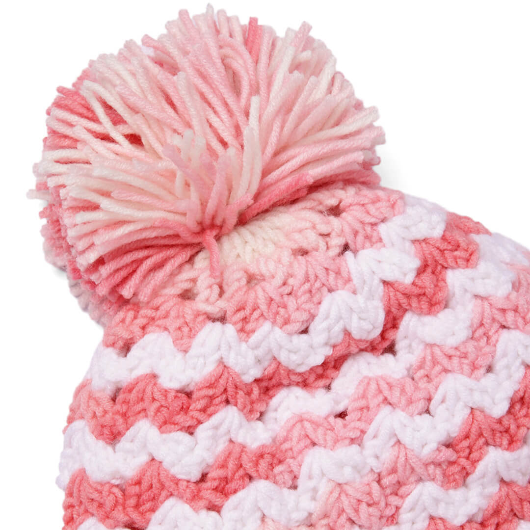 Handmade Crochet Beanie With Pompom - Multi Color 10647