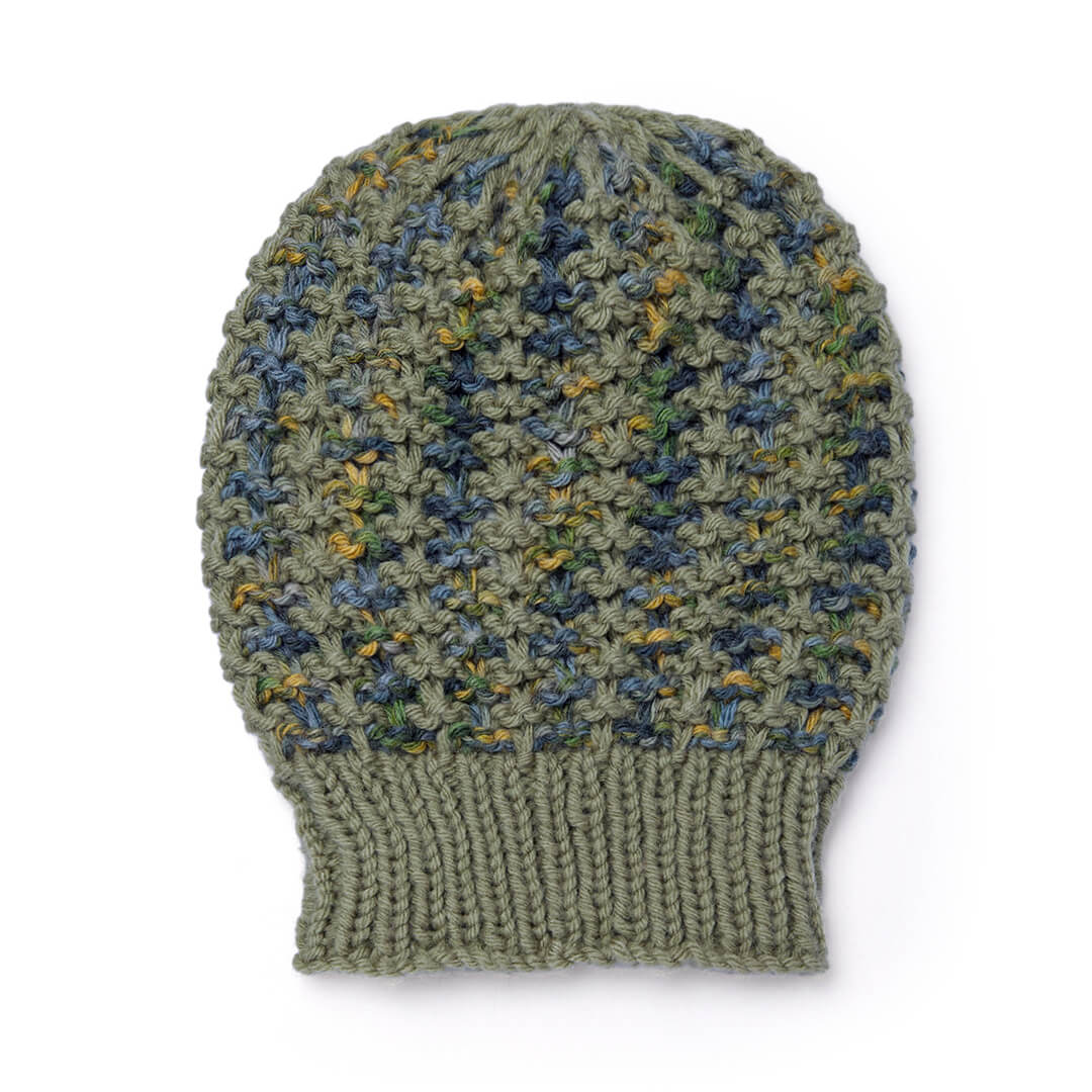 Hand Knitted Woolen Self-Design Beanie - Greenish Grey 10649