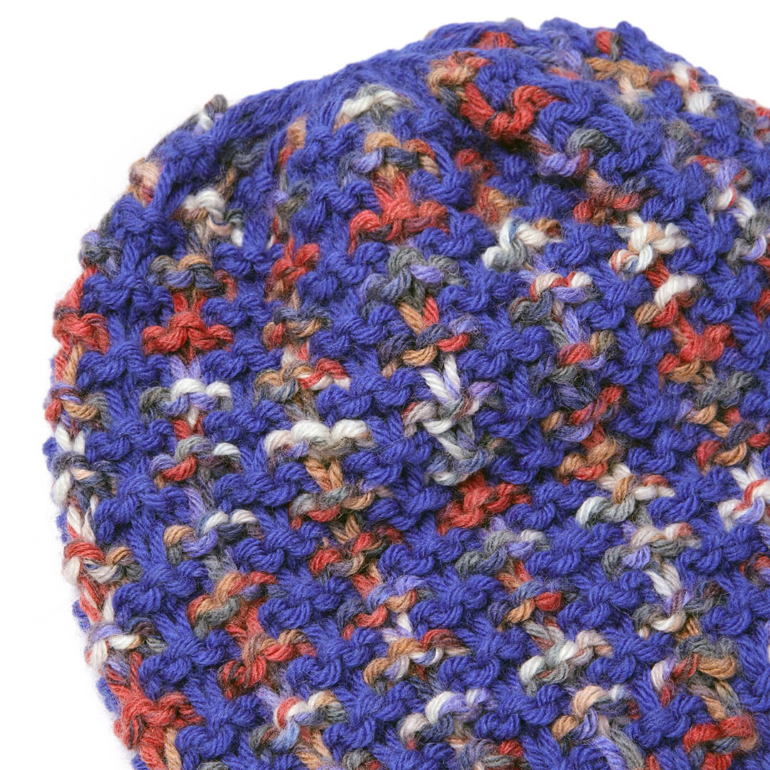 Hand Knitted Woolen Self-Design Beanie - Royal Blue 10650