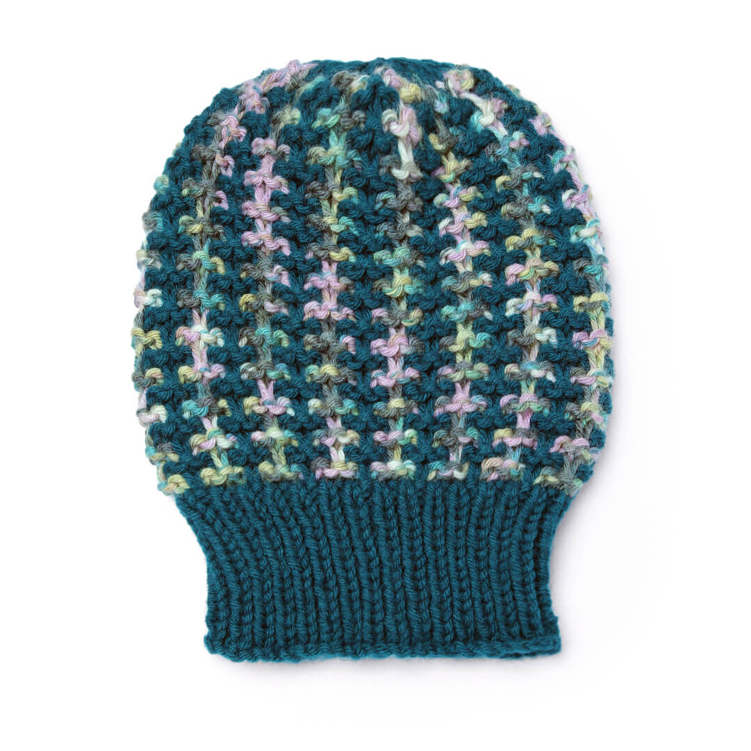 Hand Knitted Woolen Self-Design Beanie - Waterfall 10651