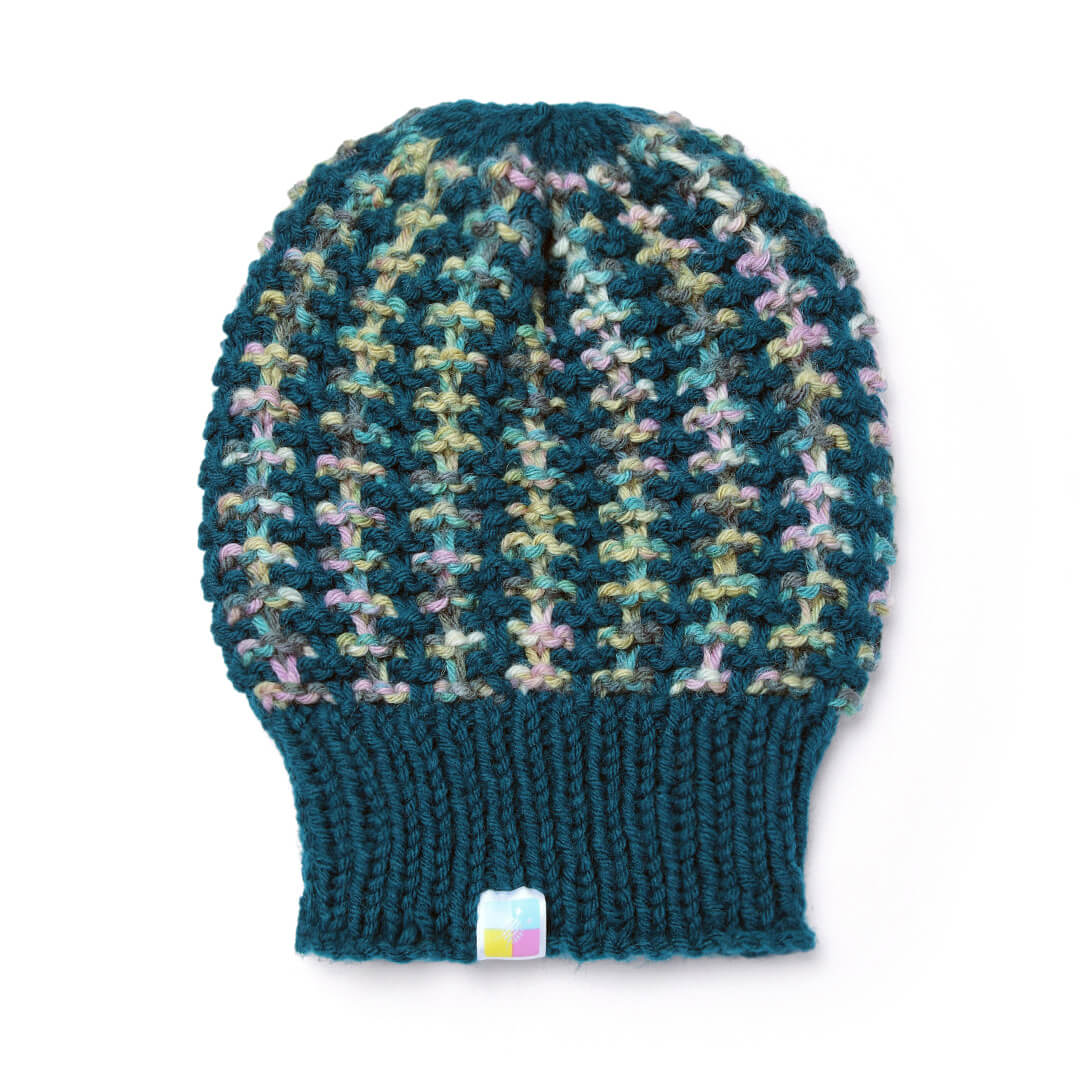 Hand Knitted Woolen Self-Design Beanie - Waterfall 10651