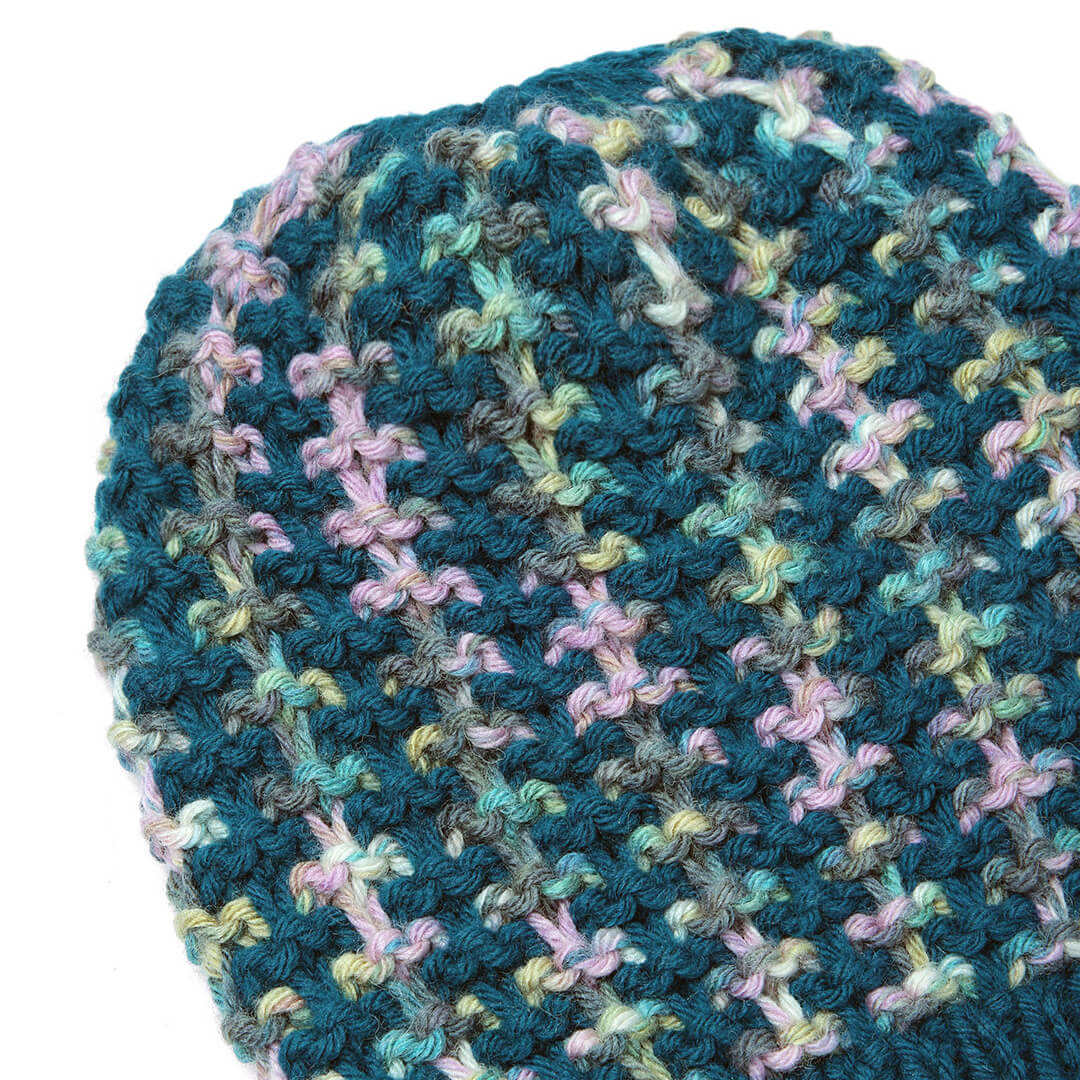 Hand Knitted Woolen Self-Design Beanie - Waterfall 10651