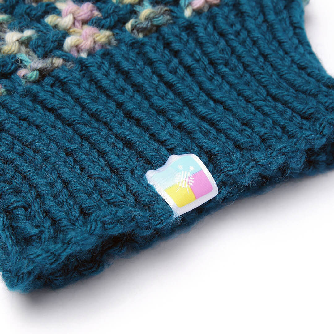 Hand Knitted Woolen Self-Design Beanie - Waterfall 10651
