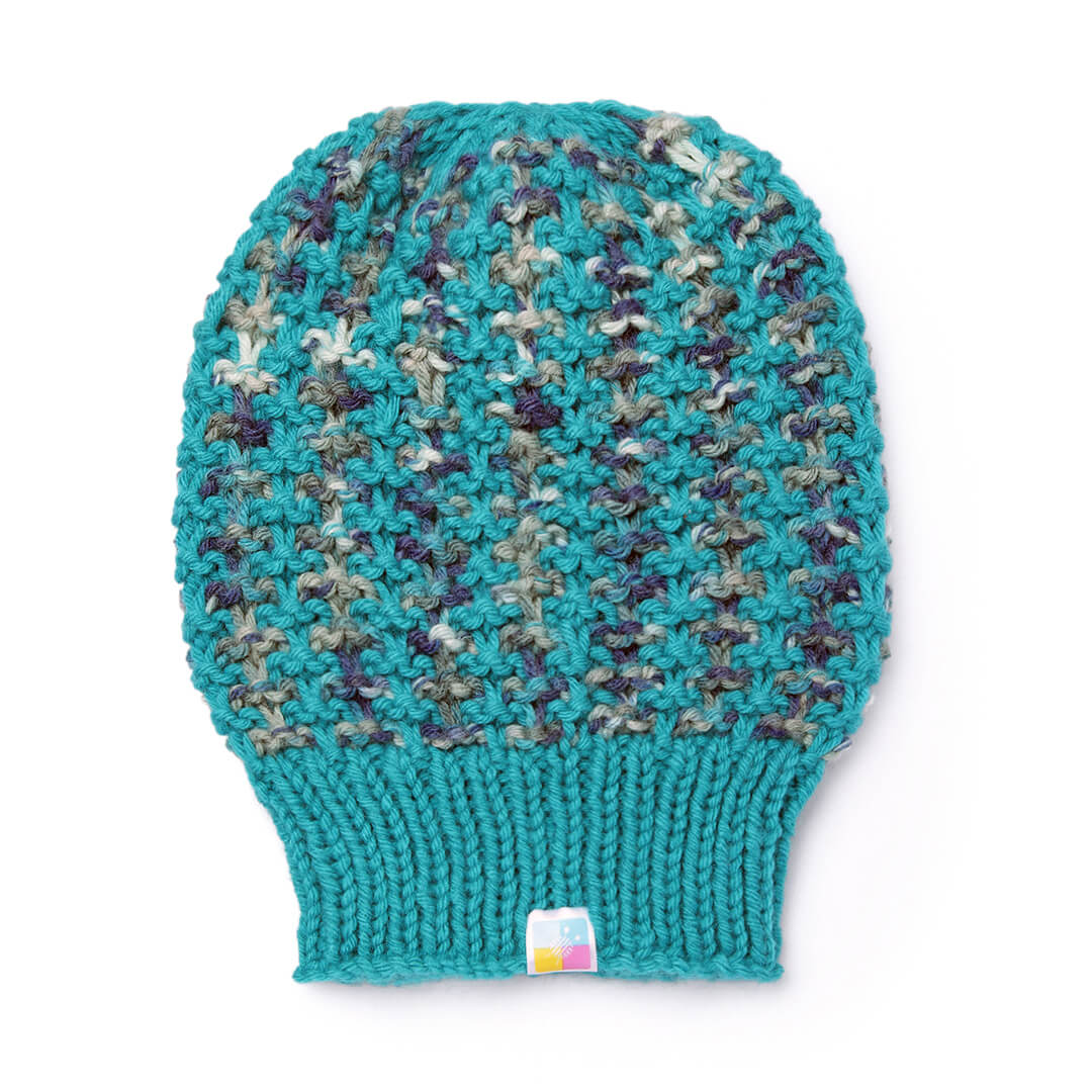 Hand Knitted Woolen Self-Design Beanie - Teal 10652