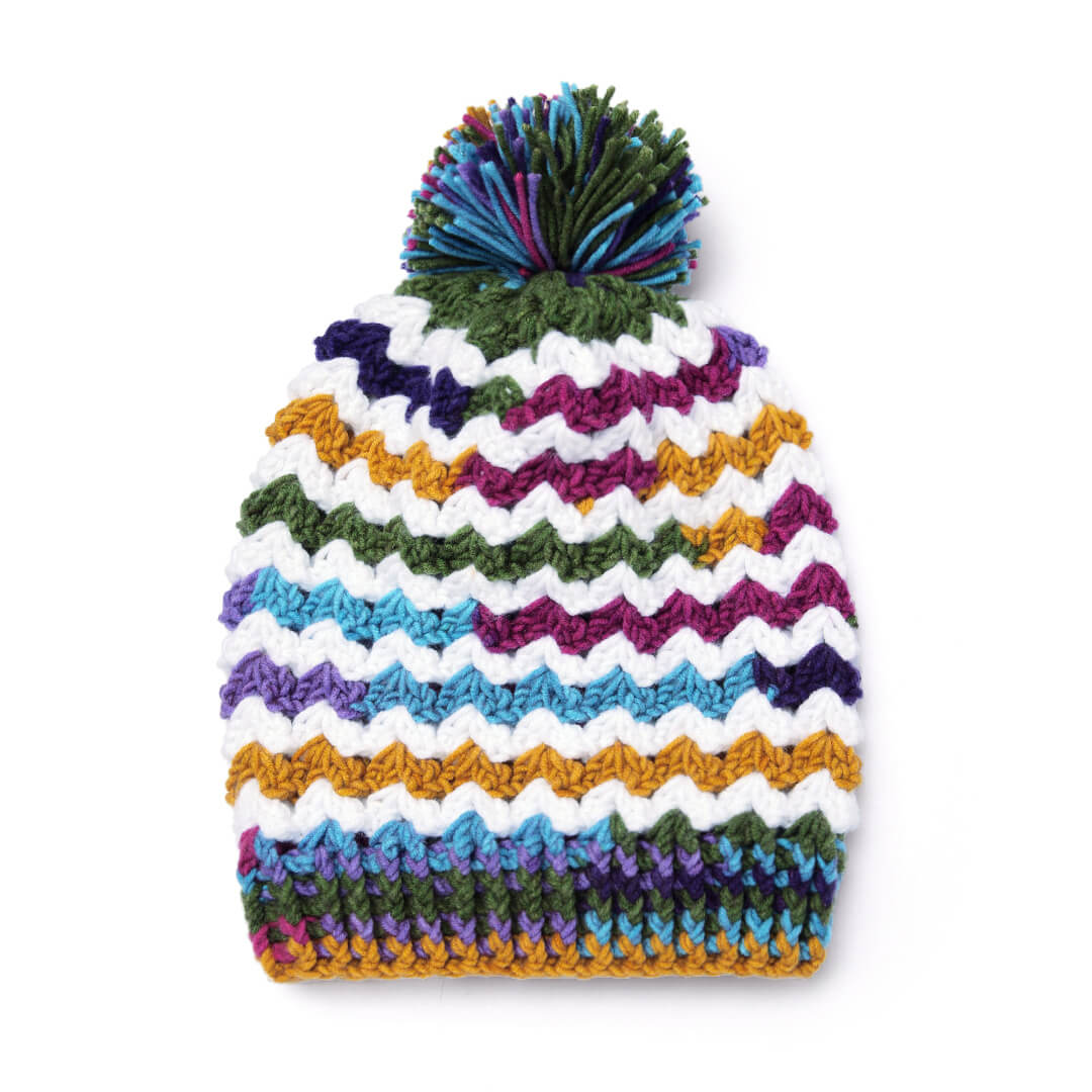 Handmade Crochet Beanie With Pompom - Multi Color 10654