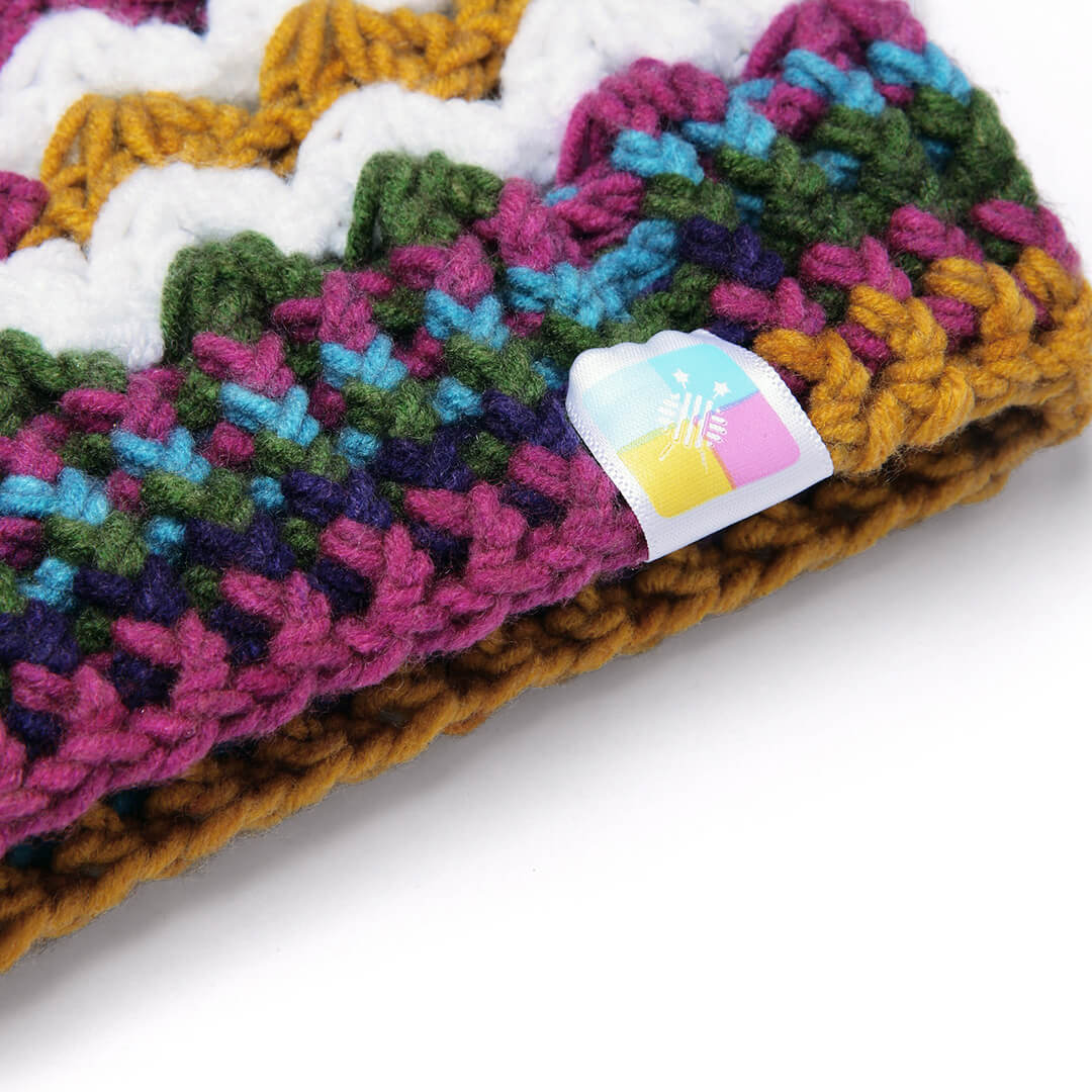 Handmade Crochet Beanie With Pompom - Multi Color 10654