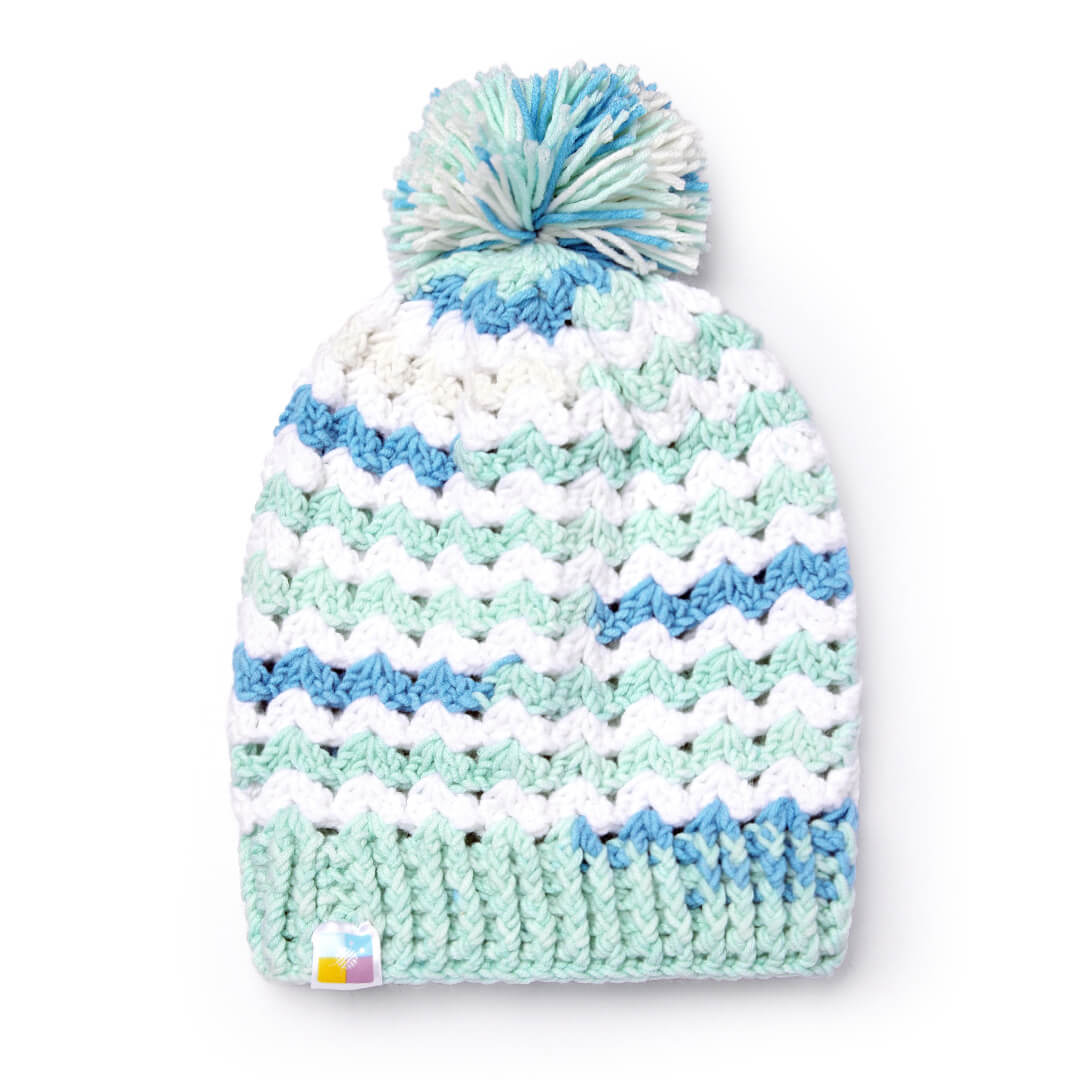 Handmade Crochet Beanie With Pompom - Multi Color 10655