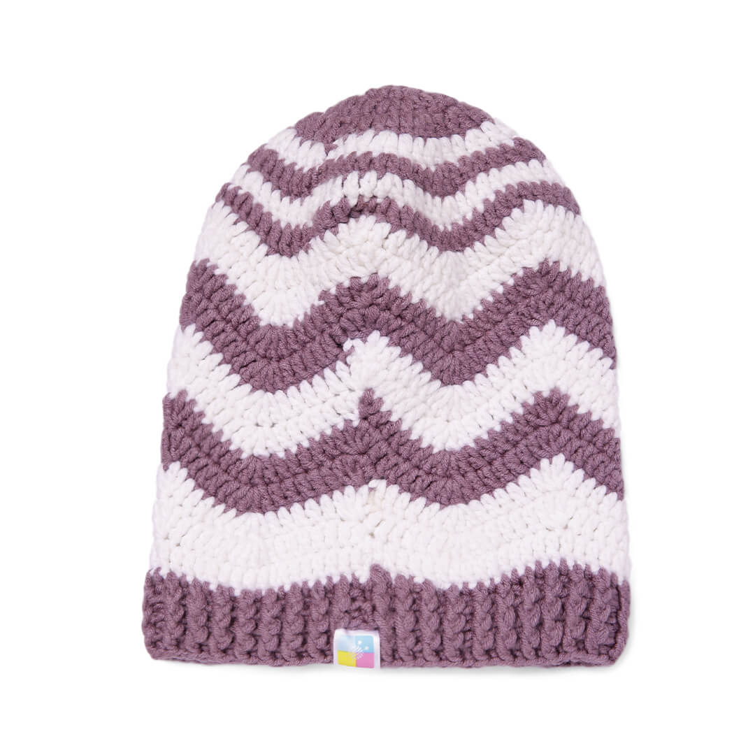 Handmade Crochet Zig zag Beanie - Purple Haze 10656