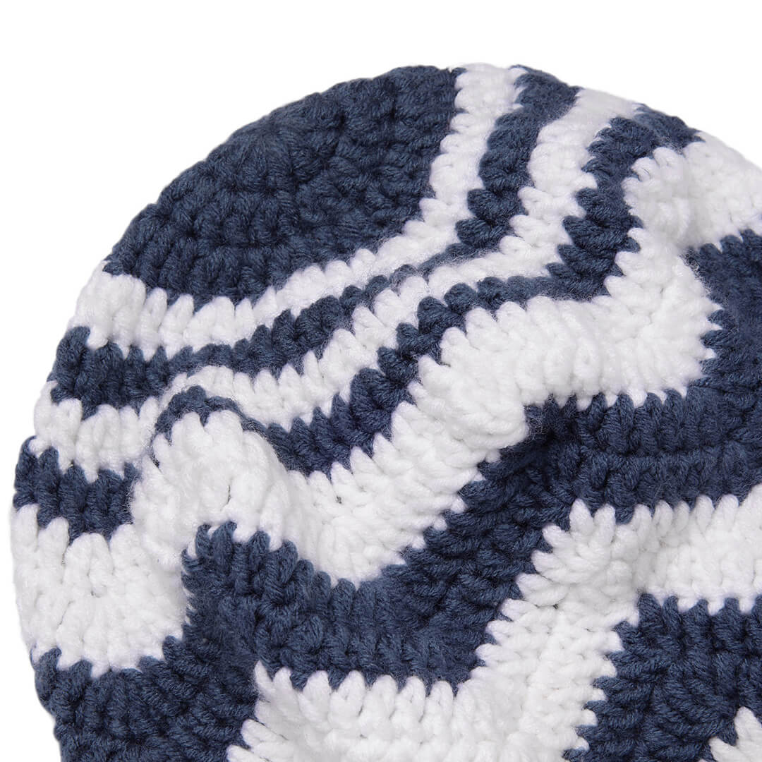 Handmade Crochet Zig zag Beanie - Storm Blue 10657