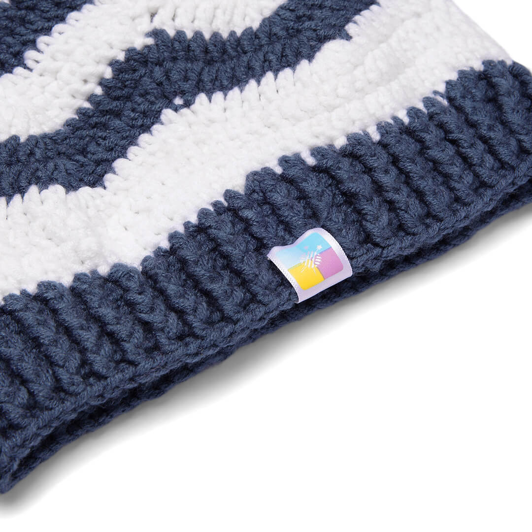 Handmade Crochet Zig zag Beanie - Storm Blue 10657