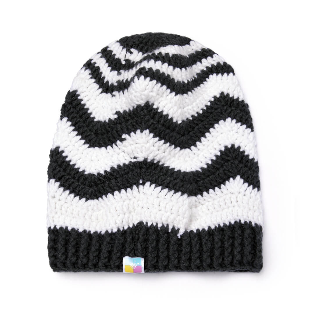 Handmade Crochet Zig zag Beanie - Charcoal Grey 10658