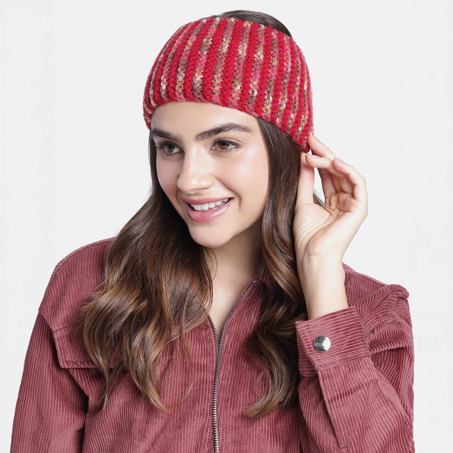 Hand Knitted Woolen Headband - Red 10659