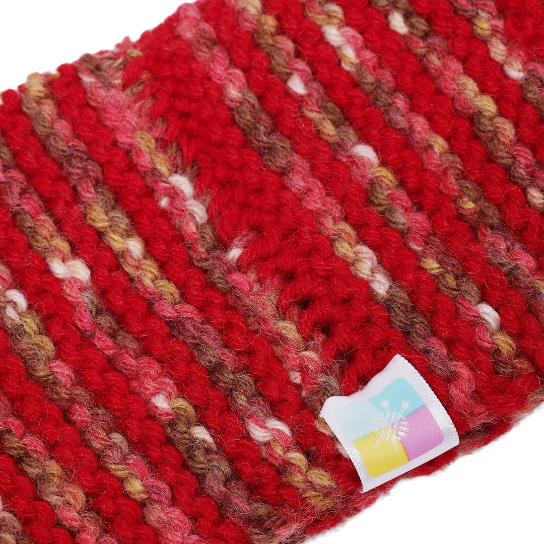 Hand Knitted Woolen Headband - Red 10659