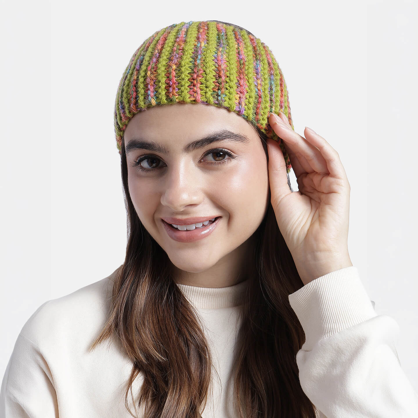 Hand Knitted Woolen Headband - Olive Green 10661