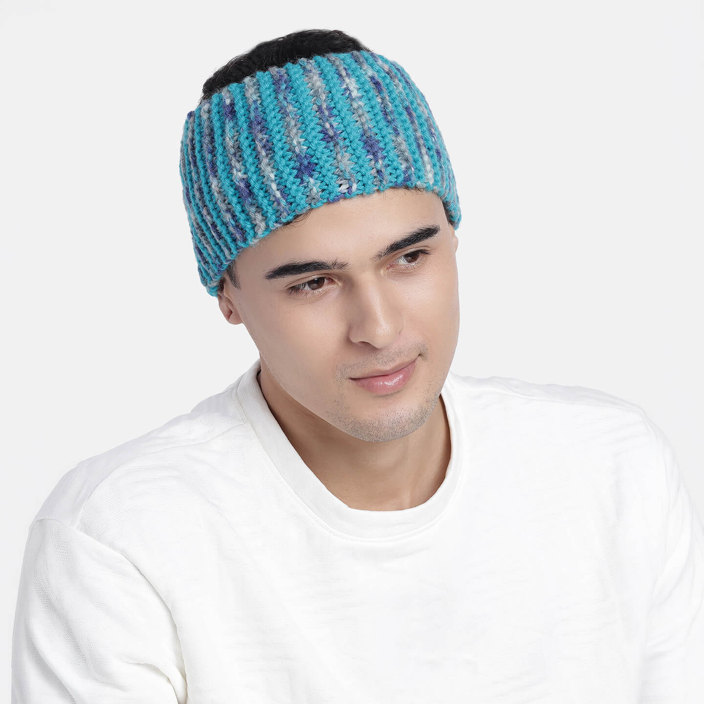 Hand Knitted Woolen Headband - Teal 10668
