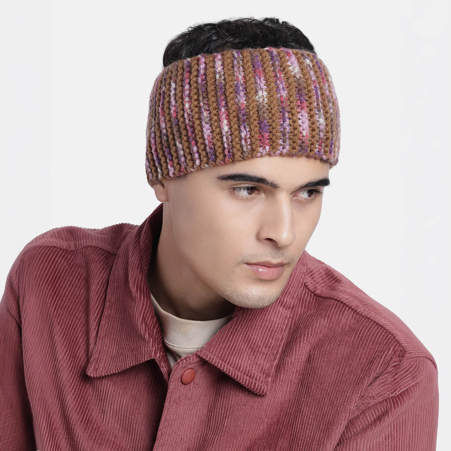 Hand Knitted Woolen Headband - Brown 10669